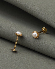 21K Gold Pearl Stud Tops – 0.97g