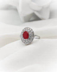 Royal Scarlet Halo Ring