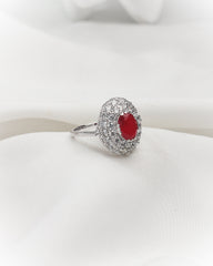 Royal Scarlet Halo Ring