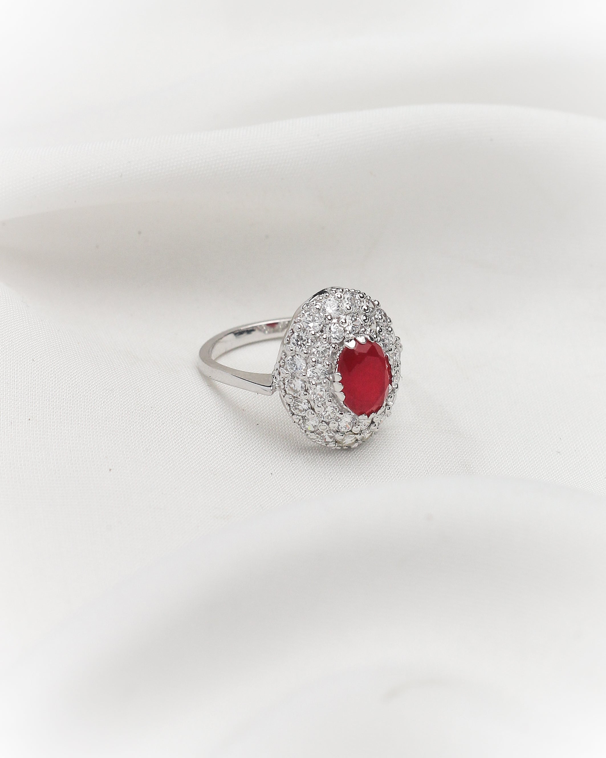 Royal Scarlet Halo Ring
