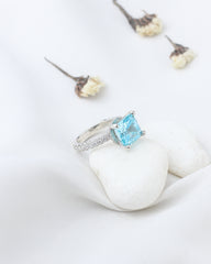Aqua Radiance Solitaire Ring