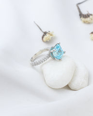 Aqua Radiance Solitaire Ring