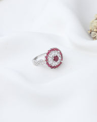 Radiant Ruby Halo Ring