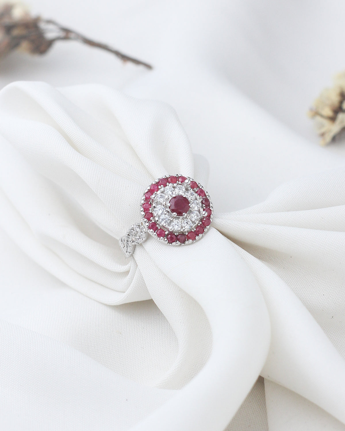 Radiant Ruby Halo Ring