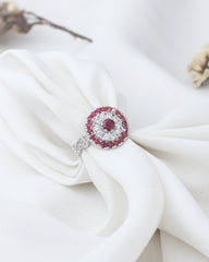 Radiant Ruby Halo Ring