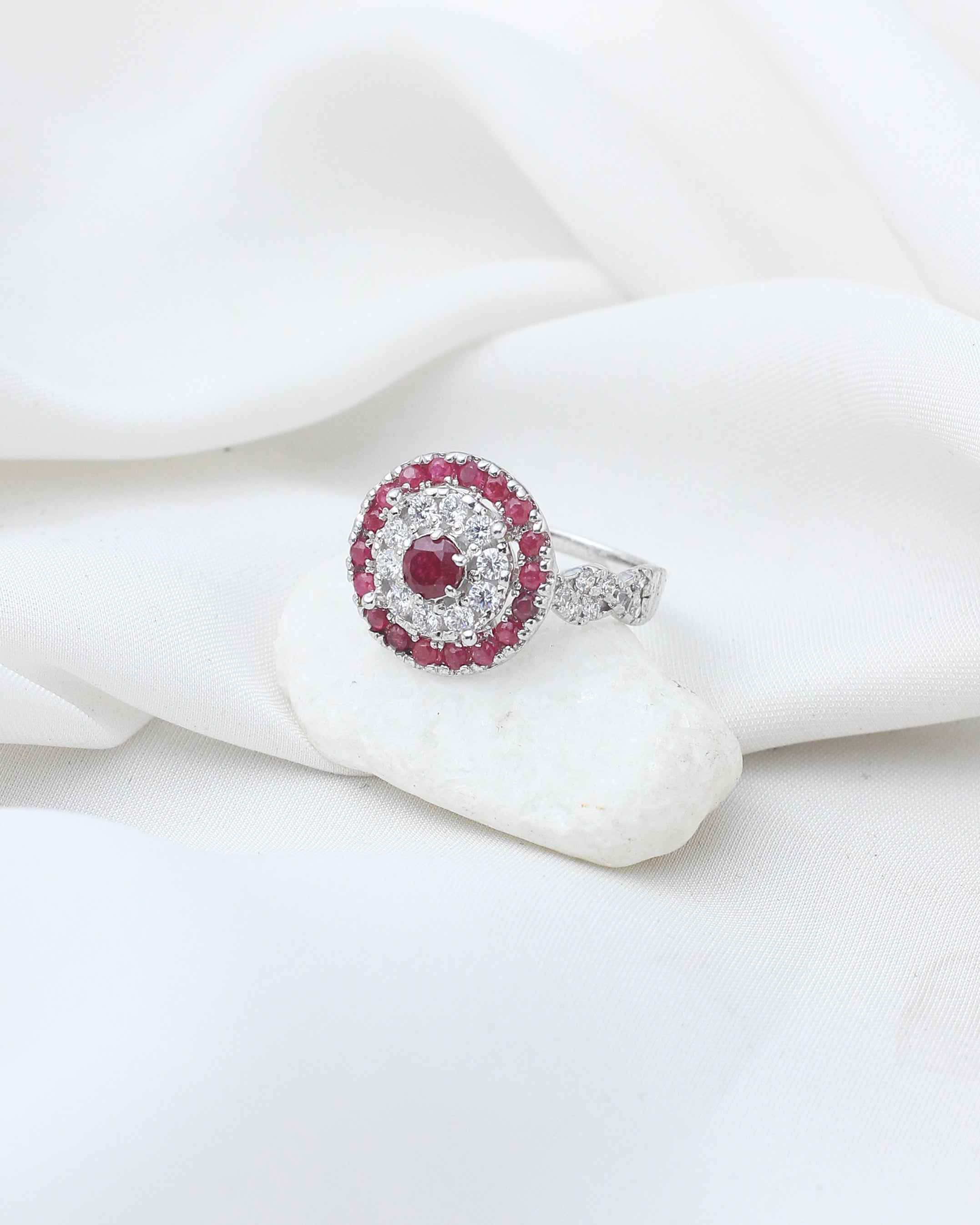 Radiant Ruby Halo Ring