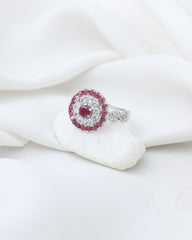 Radiant Ruby Halo Ring