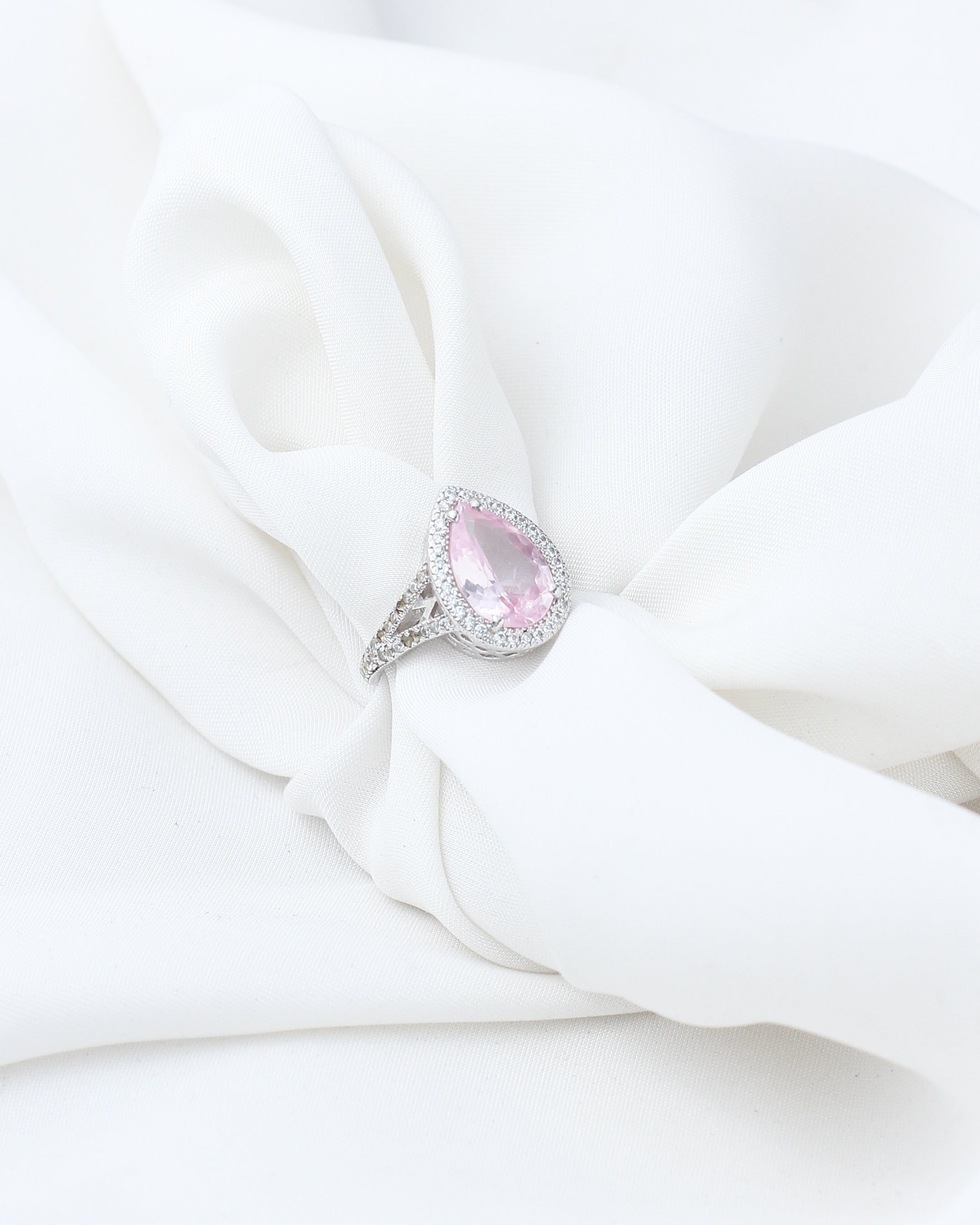 Blush Elegance Teardrop Ring
