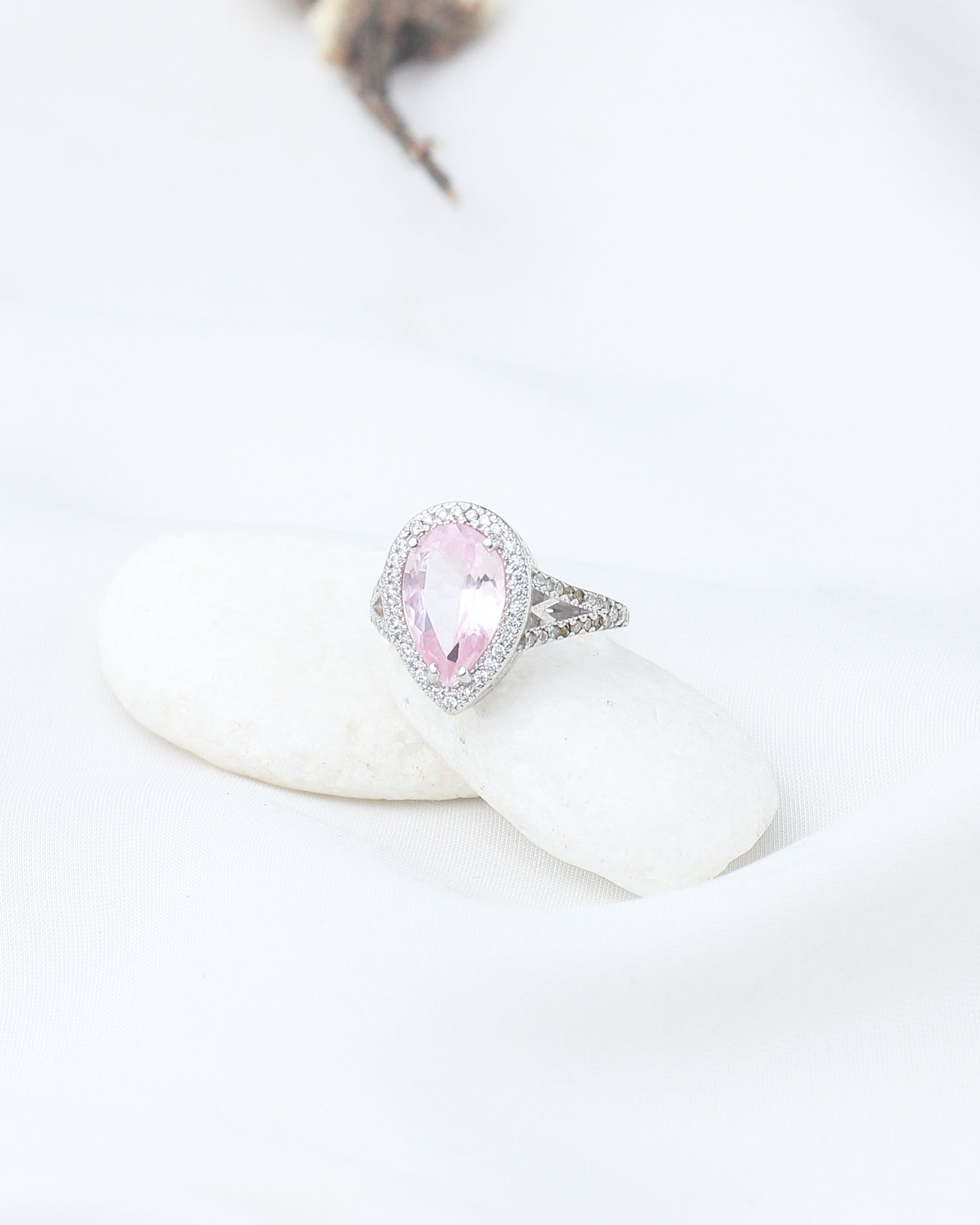 Blush Elegance Teardrop Ring