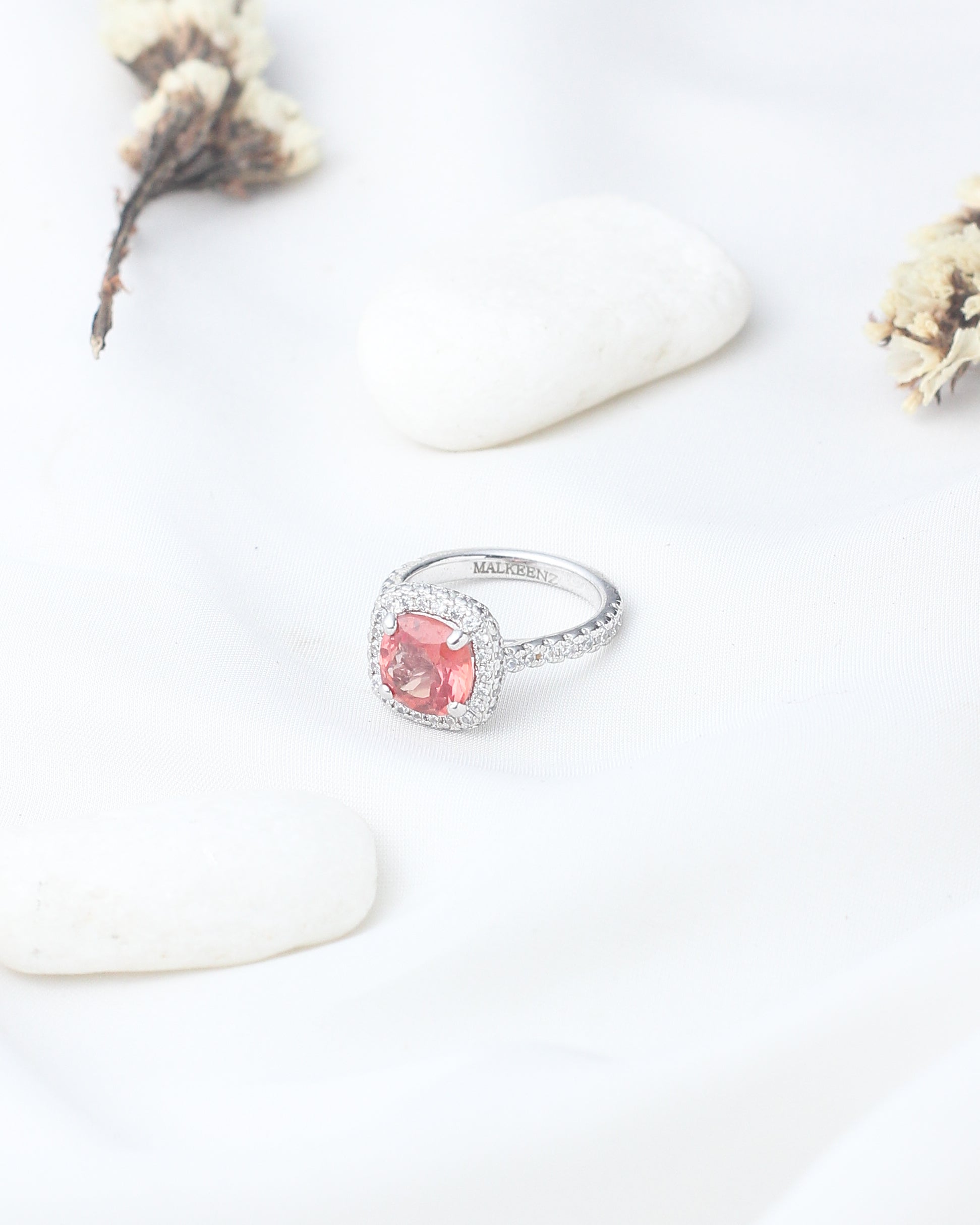 Sunset Spark Cushion Ring