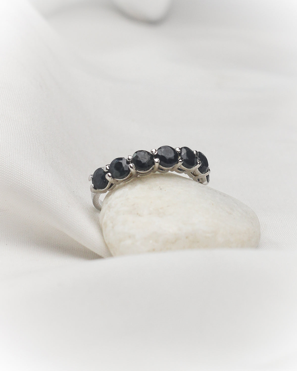 Celestial Sapphire Band – Natural Blue Sapphire in 935 Silver
