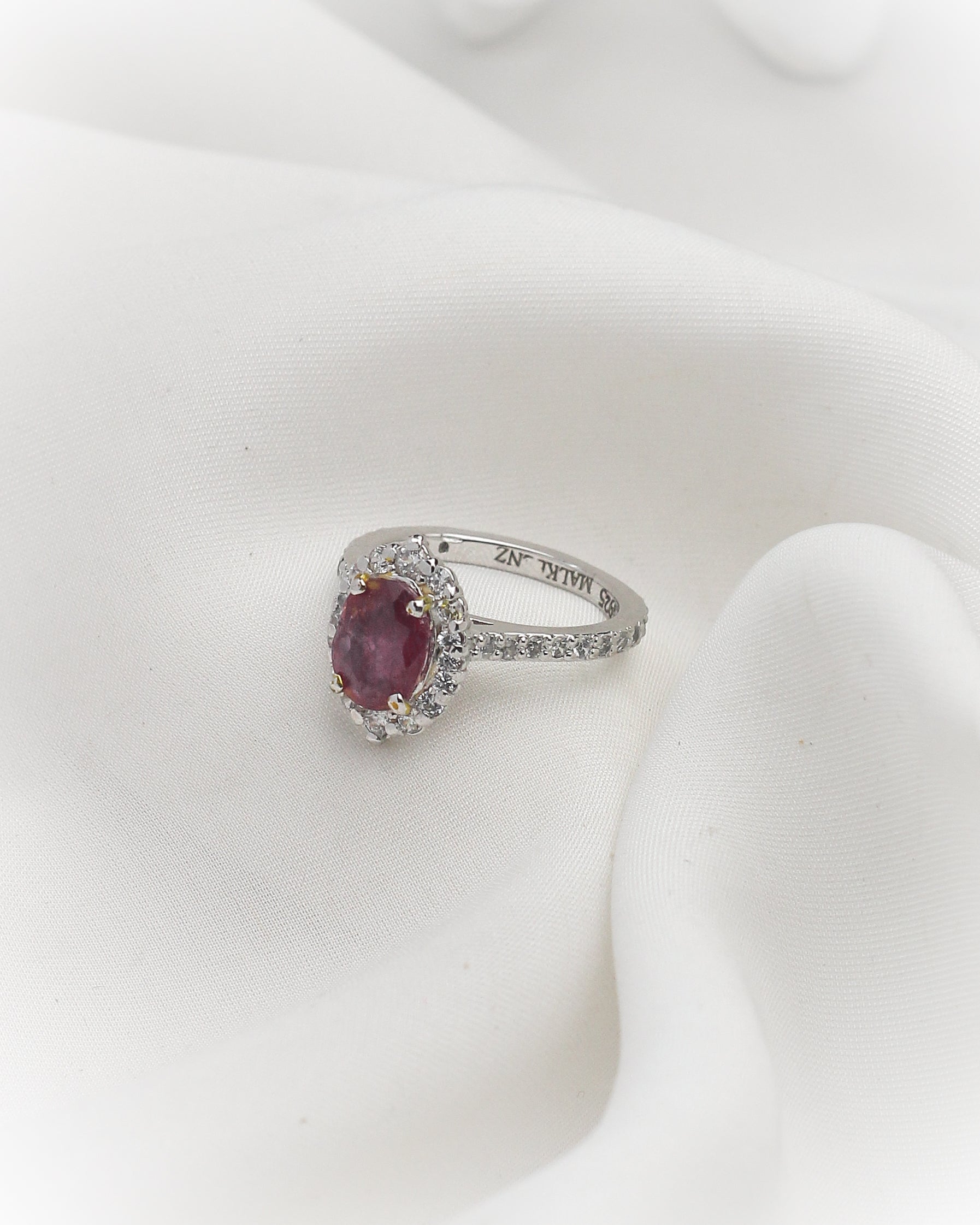Royal Crimson Halo Ring – Natural Ruby in 925 Silver