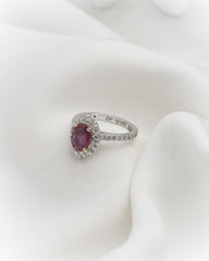 Royal Crimson Halo Ring – Natural Ruby in 925 Silver
