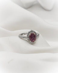 Royal Crimson Halo Ring – Natural Ruby in 925 Silver