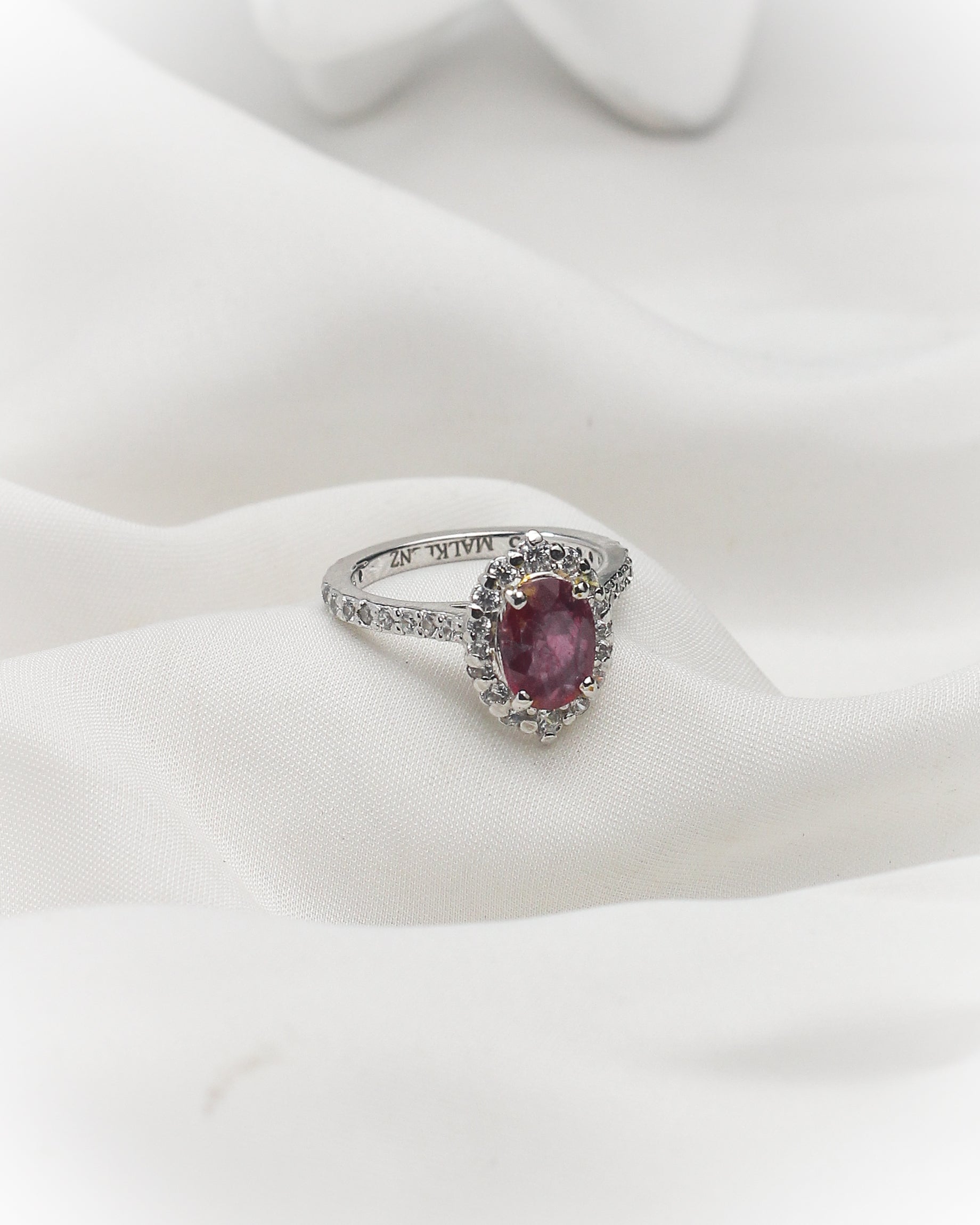 Royal Crimson Halo Ring – Natural Ruby in 925 Silver