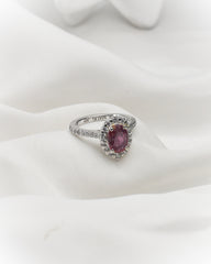 Royal Crimson Halo Ring – Natural Ruby in 925 Silver