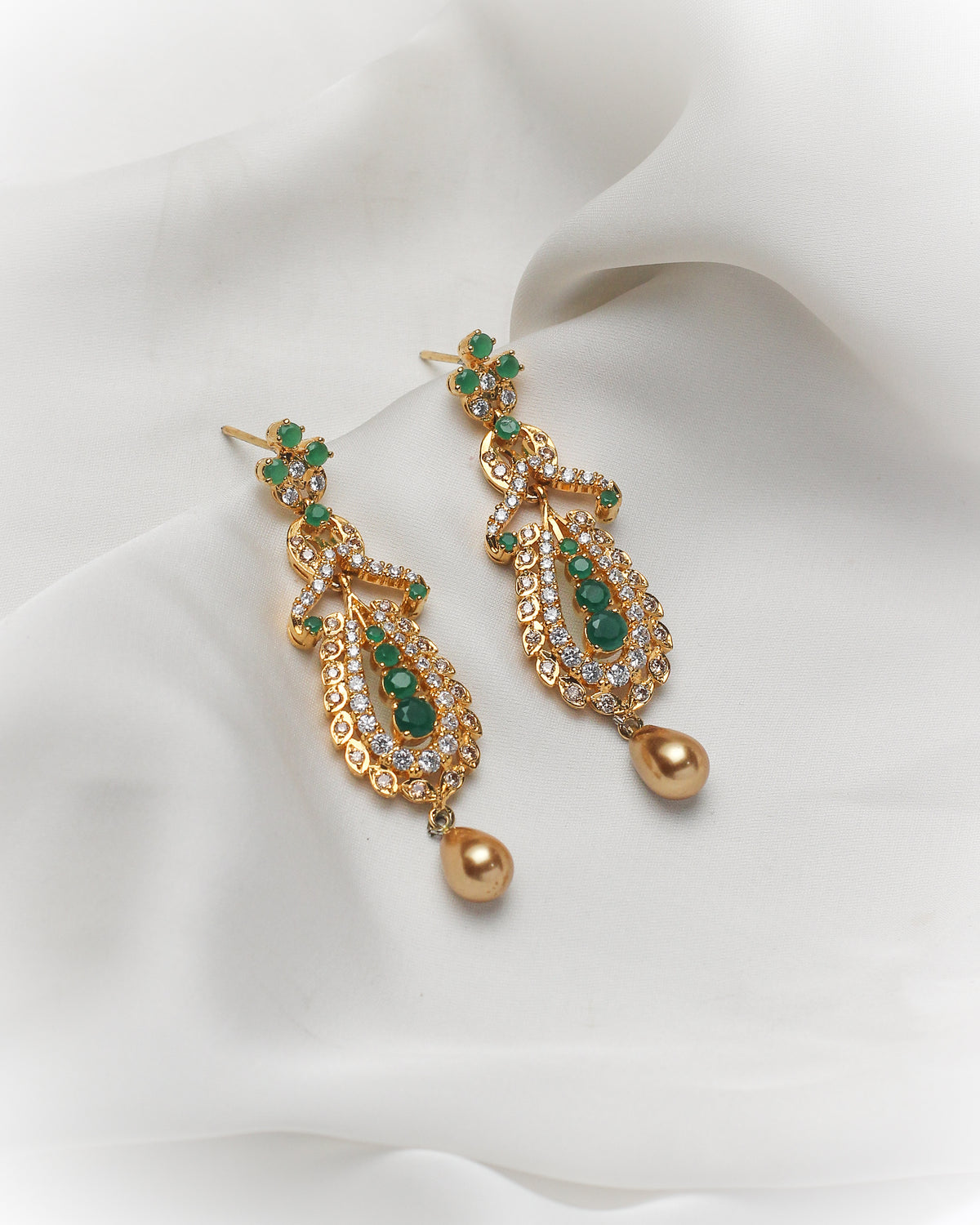 Emerald Royale Drop Earrings – 925 Silver